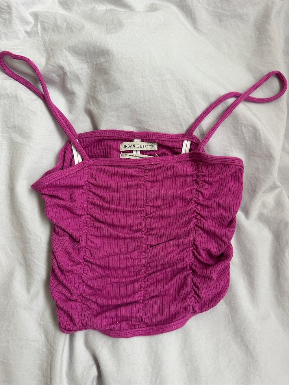 Urban Outfitters Magenta Ruched Ribbed Cami Top
